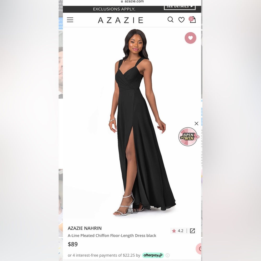 Azazie | Black Bridesmaid Dress | XS | Bridesmaid dress